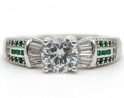 #ad 1CT Emerald Quartz amp; Topaz 925 Solid Sterling Silver Ring Jewelry Sz 7 UB2 3 $35.99