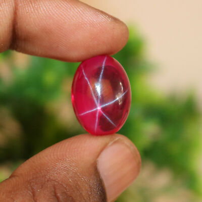 #ad 6.20 Ct. 6 Rays Natural Red Star Ruby Oval Cabochon Certified Loose Gemstone $22.69
