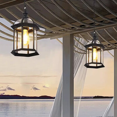 #ad Outdoor Pendant Lighting Home Garden Chandelier Light Glass Yard Ceiling Light AU $115.93