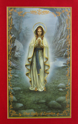 #ad Vintage MARY HOLY CARD Porcelain OUR LADY OF LOURDES 1996 Bradford Editions $19.99