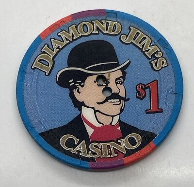 #ad Diamond Jim’s Casino $1 Chip Rosamund CA California Card Room Hamp;C 2002 Drilled $7.00