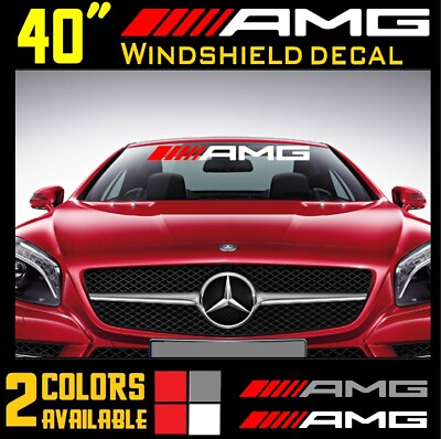 #ad AMG 40quot; L x 3.5quot; H Windshield Banner Vinyl Sport RED WHITE Decal racing Sticker $18.39