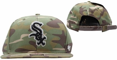 #ad Chicago White Sox Camo Air Drop Leather Strapped Buckle Back Cap 8836 $19.99
