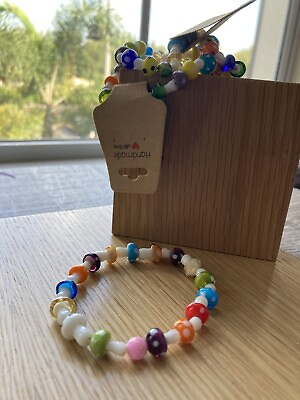 #ad Glass Bead Mushroom Bracelet 8 in New Hand Made Free Shipping Stylish Fun Gift $10.99