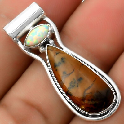 #ad Natural Amethyst Sage Agate amp; Fire Opal 925 Silver Pendant Jewelry P 1130 $12.49