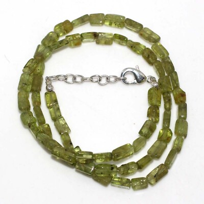 #ad 925 Silver Plated Peridot Ethnic Beaded Gemstone Necklace Jewelry 18quot; JW $9.99