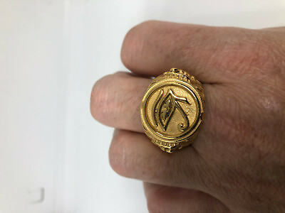 #ad Vintage Eye of Horus Mens Ring Gold Accent Stainless Steel Size 13 $45.00