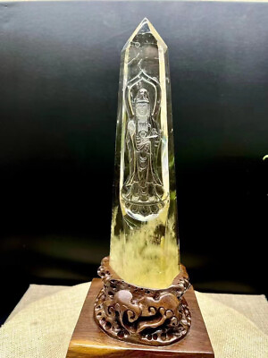 #ad TOP Natural Citrine Quartz Hand Carved Guanyin Obelisk Crystal Reiki GemS $525.46