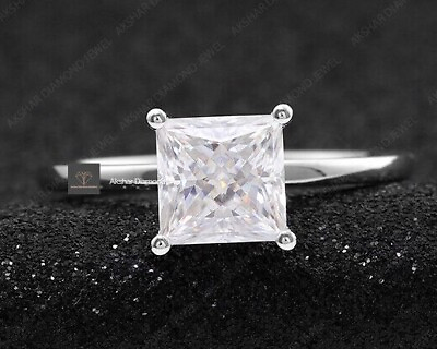 #ad 2CT Princess Cut Colorless Moissanite Ring Hidden Halo Engagement Ring $360.00