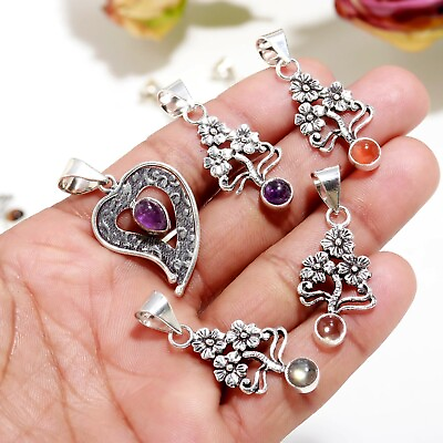 #ad Multi Natural Gemstone 925 Sterling Silver Jewelry Wholesale Tree Pendants Lot $32.99