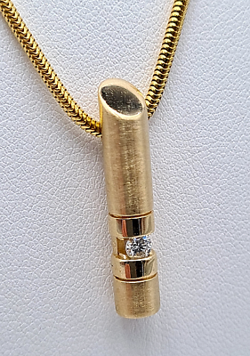 #ad Brillant Anhänger Halskette 585 Gelb Gold 1 Brillant mit 0.10 ct. VS1 G EUR 752.25