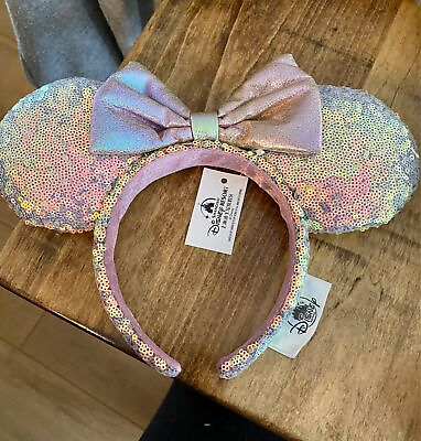 #ad NWT Disney Minnie 50th Anniversary Ears Earidescent Iridescent Pink Headband $12.50