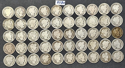 #ad FULL DATE Barber Silver Dimes Lot of 50 Silver Barber Dimes NICE LOT BD80 $193.49