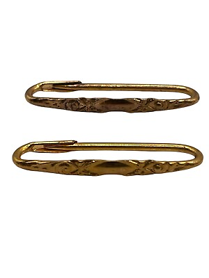#ad Vintage Gold Tone Fancy Decorative Saftey Pins Small Fastener Mini 1” Elegant $8.00