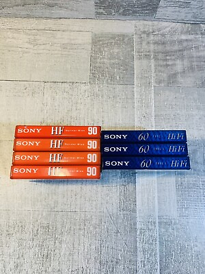 #ad Lot of 7 Sony Hi Fi Normal Bias Blank Cassette Tapes Type 1 NEW Sealed 4x90 3x60 $7.99