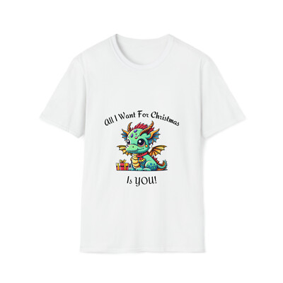 #ad Unisex Softstyle T Shirt christmas dragon cute santa claus holiday $20.20