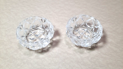 #ad Set of 2 Vintage Open Salt Cellar Dips Round Crystal Shaped Clear Glass $8.00