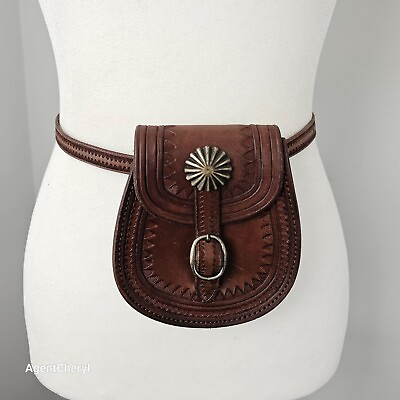#ad RALPH LAUREN COLLECTION Concho Mini Tooled Leather Belt Bag Pouch Kilt Sporran $360.00
