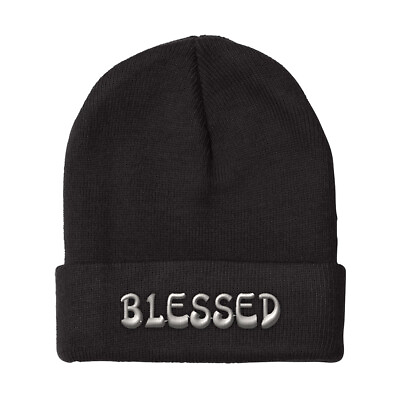 #ad Beanies for Men Blessed Embroidery God Winter Hats Women Acrylic Skull Cap $16.99