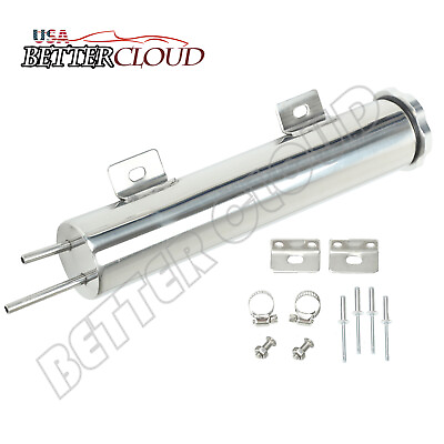 #ad 2quot; X 10quot; Polished Stainless Steel Radiator Coolant Overflow Puke Tank 14 OZ $19.95
