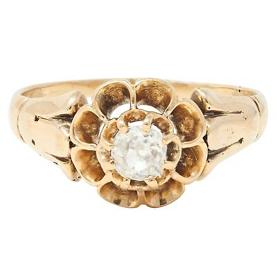 #ad Victorian Old Mine Cut Diamond 14 Karat Gold Belcher Set Antique Engagement Ring $1600.00
