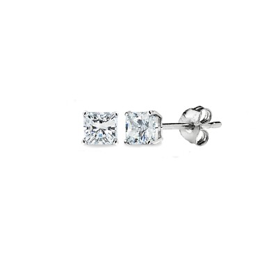 #ad AAA Cubic Zirconia 3x3mm Princess Cut Square Sterling Silver Stud Earrings $19.28