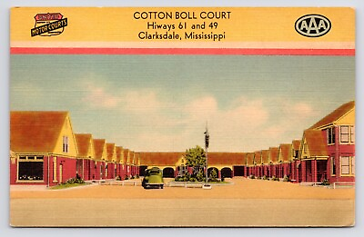 #ad 1930 40s Clarkdale Mississippi MS Cotton Boll United Motor Courts Motel Postcard $11.00
