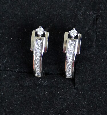 #ad Cubic zirconia hoop earrings Sterling hoop earrings stud earrings E1075 $24.99