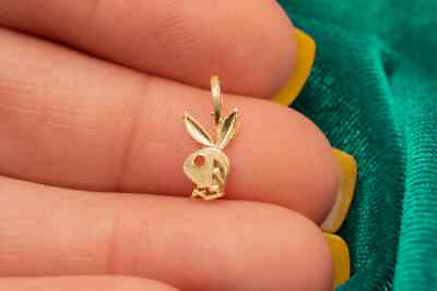 #ad Unisex Bunny Charm tiny 18#x27;#x27; Free Chain Pendant 14k Yellow Gold Plated $74.79