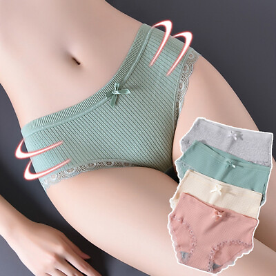 #ad Women Lady Cotton Panties Knickers Solid Seamless Briefs Soft Casual Underwear# $3.08