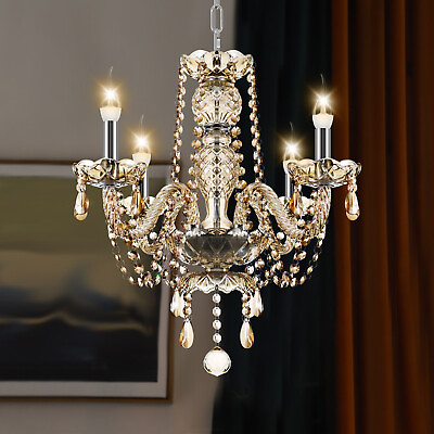 #ad Elegant 4 Light Crystal Chandelier Glass Ceiling Pendant Fixture Lighting E12 $52.99
