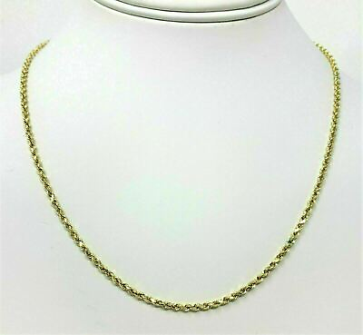 #ad 10K Yellow Gold Diamond Cut Women#x27;s Rope Chain Pendant Necklace 22quot; $89.99
