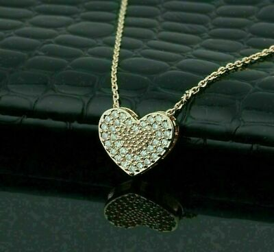 #ad 1.50Ct Simulated Diamond Heart Shape Pendant W 18#x27;925 Silver Gold Plated $96.90