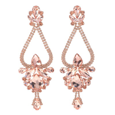 #ad Rose Gold Tone Large Crystal Rhinestone Chandelier Post Earrings ESE2675 PCH $19.99