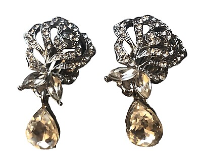 #ad Crystal Rose Teardrop Dangle Earrings Classy 🌹🌹 $16.00