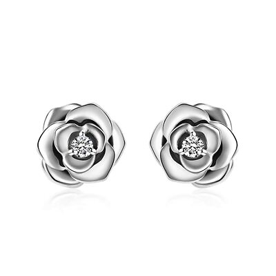 #ad Sterling Silver CZ Stone Flower Stud Earrings Jewelry Gift For Women $9.99