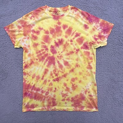 #ad Fruit Of The Loom Mens L Short Sleeve Tie Dye T Shirt Yellow Orange Red 1 Of 1 $20.00