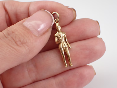 #ad Vintage 14K Yellow Gold Plated Man with Skull Charm Estate Pendant 925 Silver $114.79