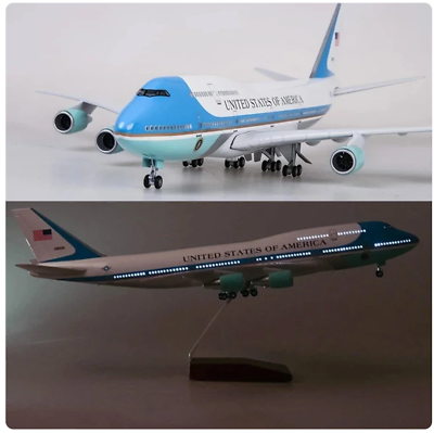 #ad Air Force One Boeing B747 Plane Model Airplane 47cm Aircraft 1:150 w Light 18quot; $125.00