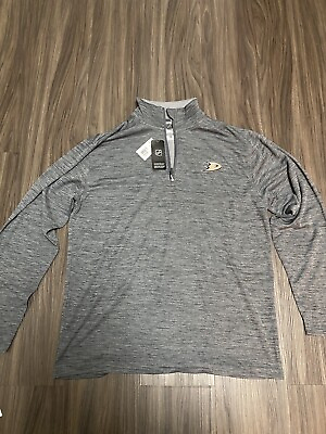 #ad NHL Anaheim Duck Men#x27;s Gray Quarter Zip Jacket Authentic Size M NWT New 015 $12.74