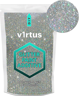 #ad V1RTUS Silver Holographic Glitter Paint Crystal Additive 100g 3.5oz for Acryli $23.98