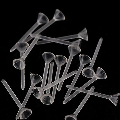 #ad 500 Invisible Clear Plastic 3mm 5mm Blank Cup Flat Pad Peg Earring Ear Post Stud $2.89