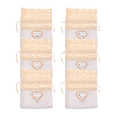 #ad 6 PCS Muslin Drawstring Bag Dried Lavender Bags Gift Candy Sachet $8.36