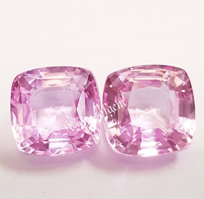 #ad 11 to 11 Ct 2 Pcs Lovely Pink Morganite High Quality Cushion Loose Gemstone $25.72