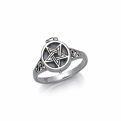 #ad Pentagram Pentacle .925 Sterling Silver Poison Ring by Peter Stone Jewelry $49.97