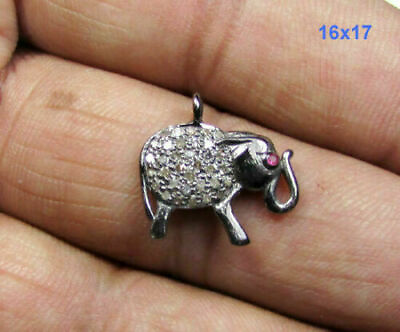 #ad Natural Ruby amp; Pave Diamond Elephant Pendant925 Sterling SilverFine Jewelry SS $256.32