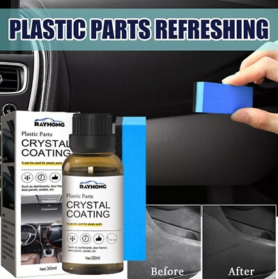 #ad 2 Set Plastic Parts Crystal Coating Car Refresher Agent Maintenance with Sponge $8.65