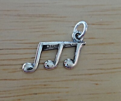 #ad Sterling Silver Small 16x10mm Triple Music Notes Charm $9.49