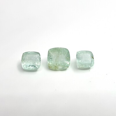 #ad Natural Emerald Russian Gemstone Faceted Machine Cut Cushion Shape Stone 3 Piece $197.37