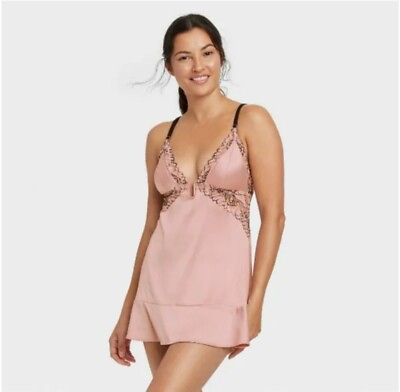 #ad Womens Lingerie Sexy Babydoll Nightwear Pink Pajama With Thong Sleepwear Size XL $11.89